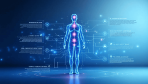 A graphic illustrating the importance of computer vision in healthcare, highlighting its benefits for patient safety and diagnostics.